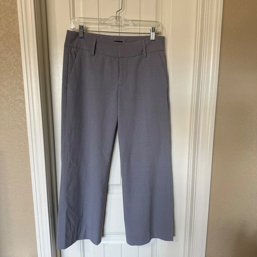 ROZ & ALI Women Grey Wide‎ Leg Cropped Dress Pants Size 4 Business Casual